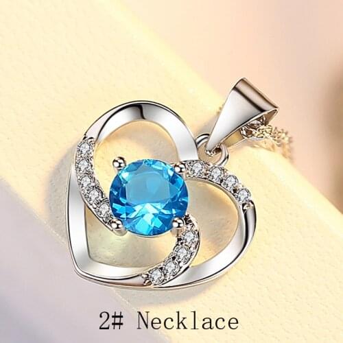 Fashion Jewelry Heart-Shaped Pendant Necklaces Female CUBIC ZIRCON Cute/Romantic Stainless Steel Chain Necklace Women Girl Gift