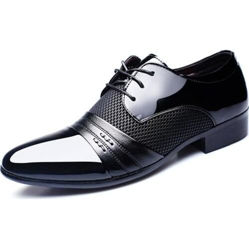 Men Dress Business Shoes Breathable Wear-resistant Oxford Derby Shoes Pointed Toe Big Size Male Leather Footwear