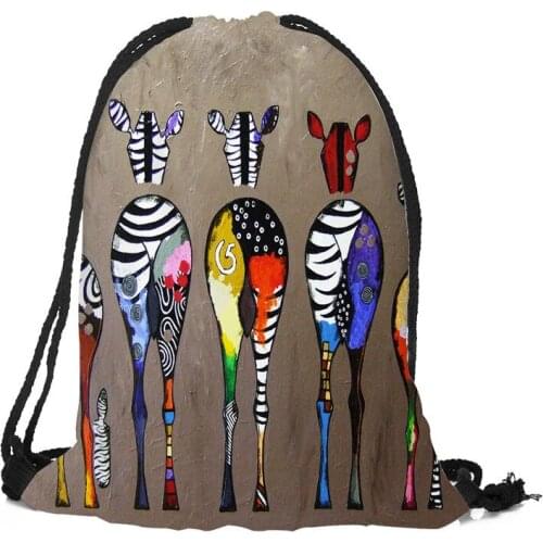 Custom Zebra Backpack Drawstring Bag Travel Beach School Bag Multi-function Backpack Printing