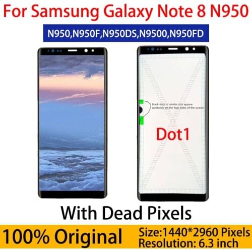 ORIGINAL 6.3'' Display with Burn-Shadow LCD for SAMSUNG Galaxy Note8 N9500 N950F N900D N900DS Touch Screen Digitizer with Frame