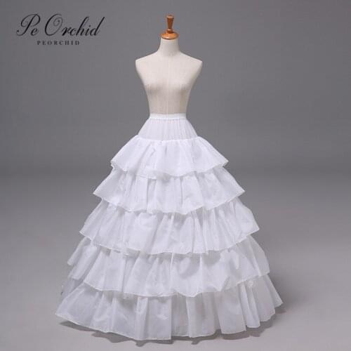 PEORCHID puffy 4 Hoops 5 Ruffles Layers Wedding Petticoat Underskirt Slip Bridal Ball Gown Dress Skirt Crinoline Accessories