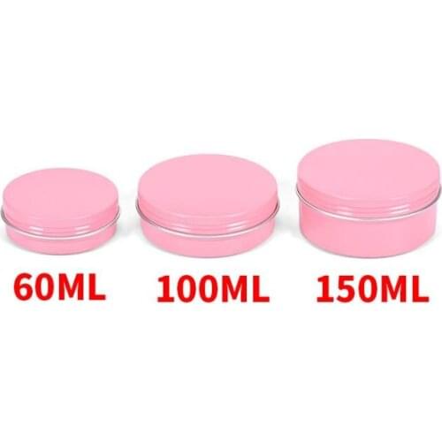 Empty Pink Aluminum Lip Balm Containers Cosmetic Cream Jars Tin Crafts Pot Bottle 60ml 100ml 150ml SN2967