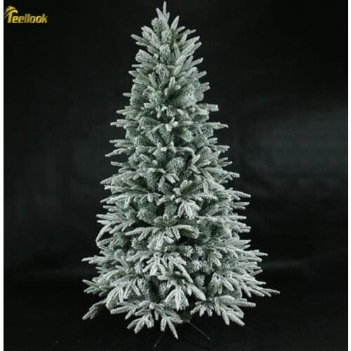 Teellook Snowflake Christmas Tree PE+PVC Mixed Leaf Christmas Hotel Family Mall Decoration Flocking Tree