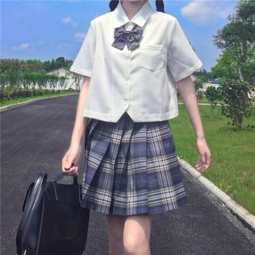 JK Uniforms Shirt Womens Summer New Japanese Style College Style Short-Sleeved Polo Collar Pocket Buckle All-match Short Top