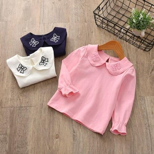 Sifafos Baby Girls tshirt Spring cotton girls tops casual peter pan collar kid clothes infants cute female children t-shirts