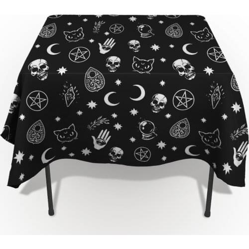 Halloween Black Witch Skull Moon Divination Table Cloth Design Table Covers Home Stain Kitchen Picnic Coffee Table