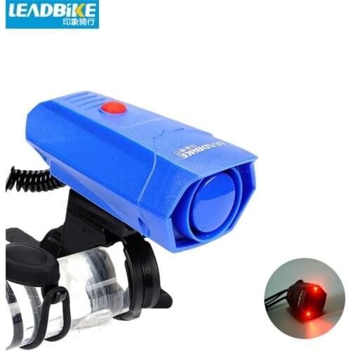Leadbike Bicycle Horns Updated Version With LED Front Light 6 Sounds Bicycle Electronic Handlebar Ring Bell Horn Bike Air Alarm