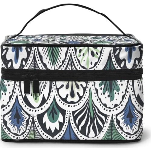 Women Makeup Bags cosmetic bag Toiletries Organizer Travel Storage Bag Feathers Pattern