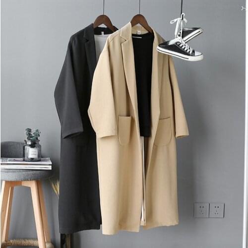 2020 Spring Open Stitch Women Long Coat No Button Casaco Feminino Abrigo Mujer Trench Femme