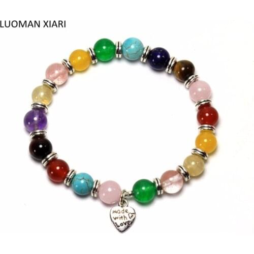 1 PCS Wholesale 11 Multi Type Design AAA+ Quality Natural Mix Color Stone Beads Bracelets Jewelry Stretch Chakra Energy Gift