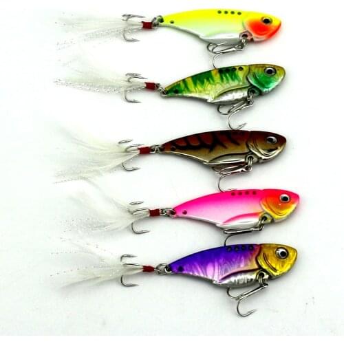 10pcs New VIB Fishing Lure Blade Metal Vibration Lure 5.5cm 11g Hooks Fishing Tackles Artificial Hard Metal Swimbait