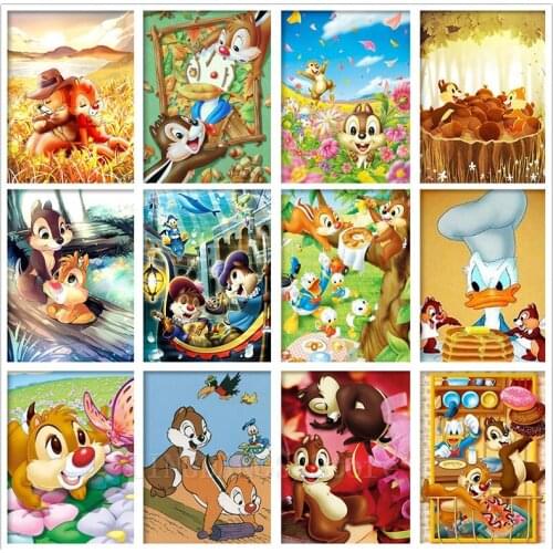 5D DIY Full Drill Diamond Painting Disney Chip 'n' Dale Cartoon Animal Diamond Embroidery Mosaic Cross Stitch Home Decor Gift