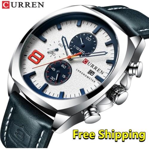 Curren Watch Men 2019 luxury brand Waterproof Chronograph Wristwatch Mens Sport Leather Military Watches Men Relogio Masculino