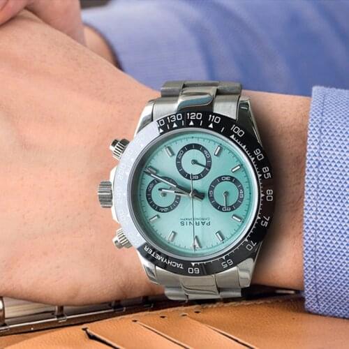 Casual Parnis 39MM Quartz Men Watch Waterproof Sapphire Crystal Chronograph Mens Wrist Watches Man Clock relojes hombre 2019