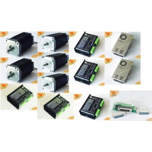 Ship Worldwide!5Axis Nema34 CNC Wantai Stepper Motor 892OZ-IN Dual shafts Spindle &2 PCS Nema23,425oz-in,57BYGH115-003B, DQ542MA