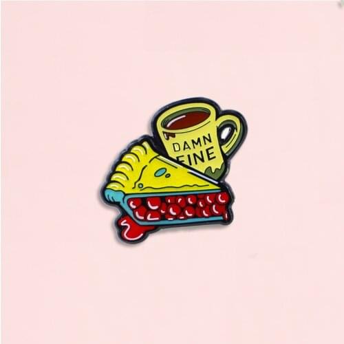 DAMN FINE Cake Dessert Fruit Pie Coffee Brooch Cute Afternoon Tea Enamel Pins Skirt Backpack Badge For Women Kid Jewelry