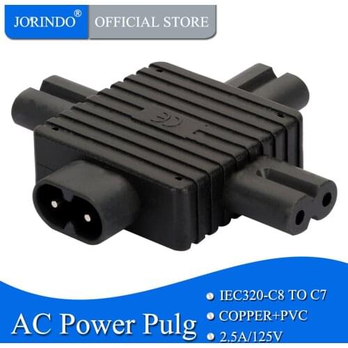 JORINDO IEC-320 C8 to 3x C7 Power adapter IEC 320 C7 C8 para 3x adaptador de Energia IEC 320 C7 para C8 Dividir adaptador LED