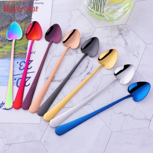6PCS/Set Colorful Stainless Steel Heart Shape Coffee Tea Spoon Wedding Dessert Tea Stir Spoon Kitchen Supplies Luxury Tableware
