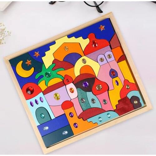 Building Blocks Children Construction Stacking Oriental Brick Castle Preschool Toy Color Cognition Gifts for Age 3+ Boys & Girls