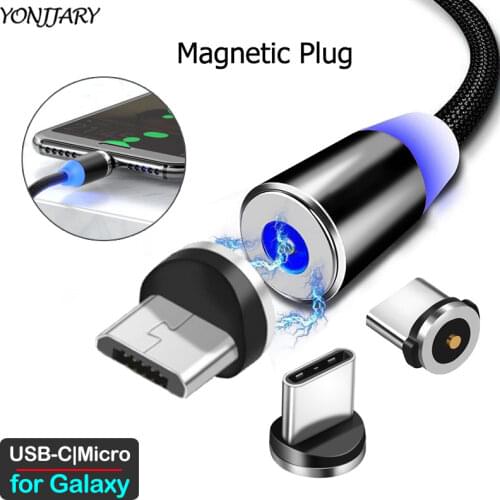 Round Magnetic Adapter Cable for Samsung Galaxy A20 A30 A40 A50 A60 A70 A80 A90 S A31 A51 A71 M40 Micro USB Type C Charger Plug