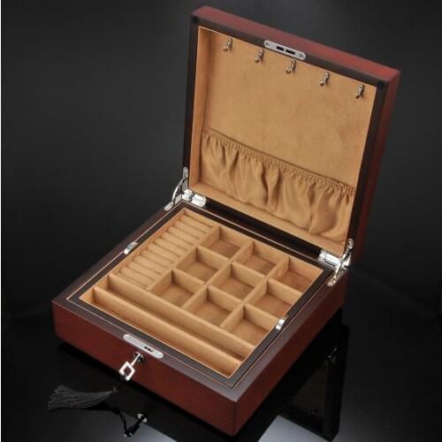 26.5*26.5cm Square Double-layer Storage Box For Jewelry Bracelet Ring Necklace ear studs cufflinks brooch ornaments Organizer