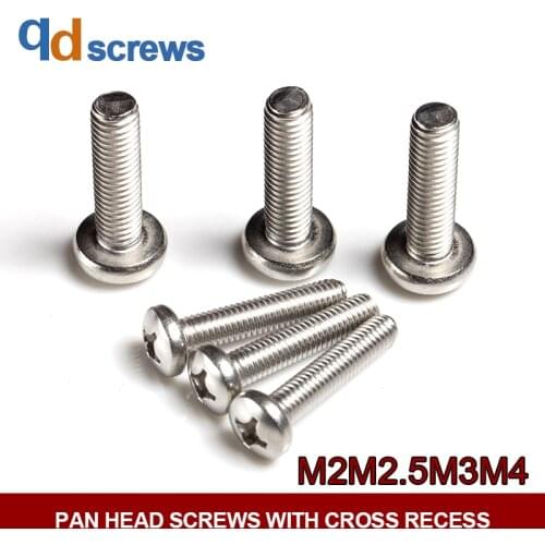 M2M2.5M3M4 Common Stainless Steel Pan head screws with cross recess phillips Round Head Screw GB818 DIN7985 ISO 7045