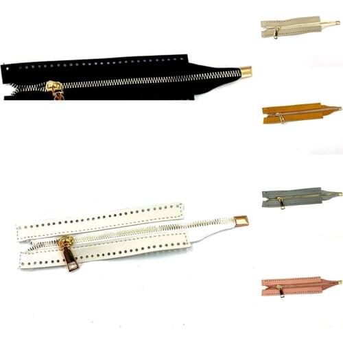 1Pcs 18cm Woven Bag Sewing Accessories Custom DIY Zipper For Woven Bag Hardware Hot PU Leather Zipper Accessories High Quality