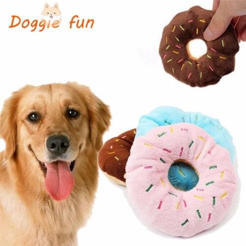 Soft Dog Donuts Plush Squeak Toys Dogs Chew Toy Cute Puppy Funny For Small Medium Dog Chihuahua French Bulldog InteractiveToy