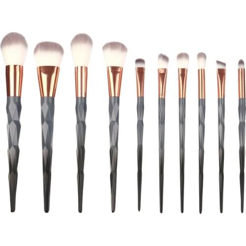 10/11Pcs Diamond Black Makeup Brushes Set Mermaid Shaped Foundation Powder Cosmetics Brush Rainbow Eyeshadow Brush Kit dfd