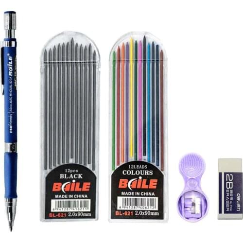 2.0mm Mechanical Pencil Set 2B Automatic Pencils with Color/Black Lead Refills for Draft Drawing, Writing, Crafting, Art Sketch