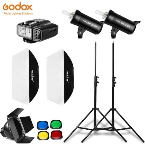 Godox 600W 2x SK300II 300Ws Flash Light Kit with Godox X1 System Trigger & 2x 60x90cm Softbox & 2x 280cm Light Stand,Barn Door