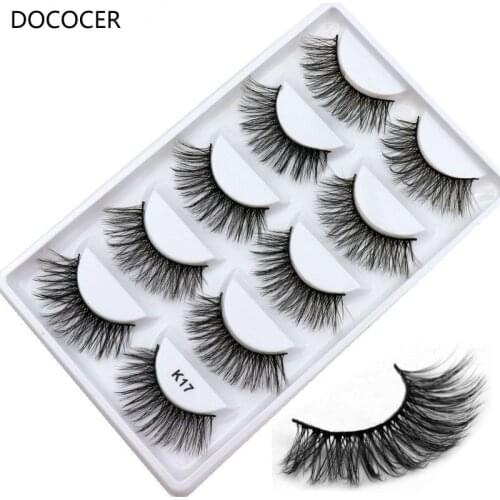 5 Pairs/box Natural Cross 3D Mink False Eyelashes Long Messy Makeup Fake Eye Lashes Extension Make Up Beauty Tools maquiagem K17