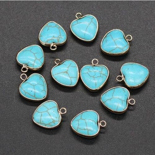 New Fashion Natural Stone Turquoises Pendant Hearts Small Pendant Charms for Jewelry Making DIY Necklace Earring Accessories