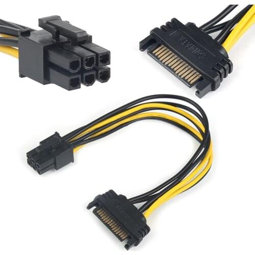 New 15-Pin SATA Power To 6-Pin PCI Express Adapter Cable 20cm 18 Copper Wire Graphics Power Cord Hard Drive Graphics Power Cord