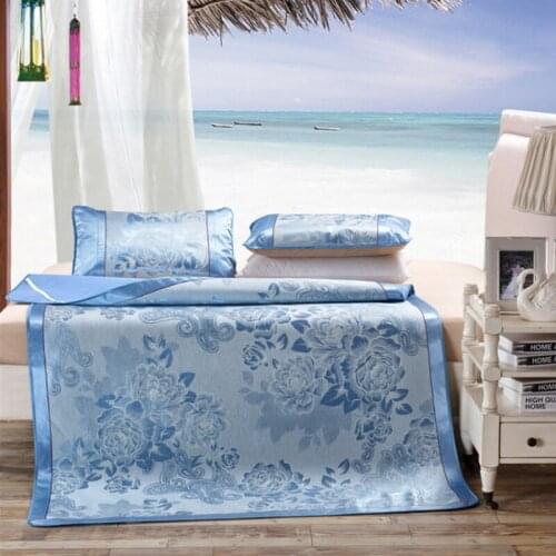 New Printed Ice Silk Mat Three-piece Mat Jacquard Gift Student Mat Summer Household Substitute for Bed Sheets