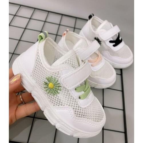 Girls shoes tennis sporty running shoe white small daisy flowers Childrens sports shoes little kids sneakers gym shose 2020 new