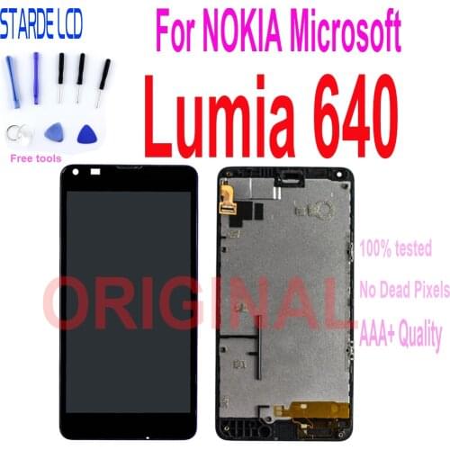ORIGINAL 5.0" LCD Display For NOKIA Microsoft Lumia 640 RM-1075 RM-1077 Touch Screen Digitizer Assembly Replacement With Frame