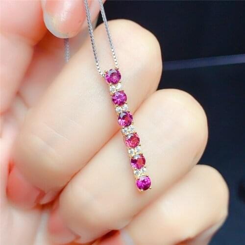 Natural Garnet Pendant Necklace, S925 Silver Jewelry, Exquisite Woman Jewelry Necklace, Natural Gemstone Jewelry, Birthstone