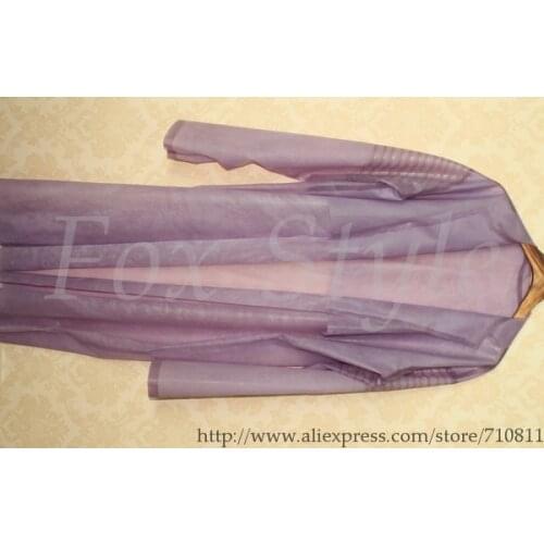 Pure handmade natural rubber coat with transparent light purple color