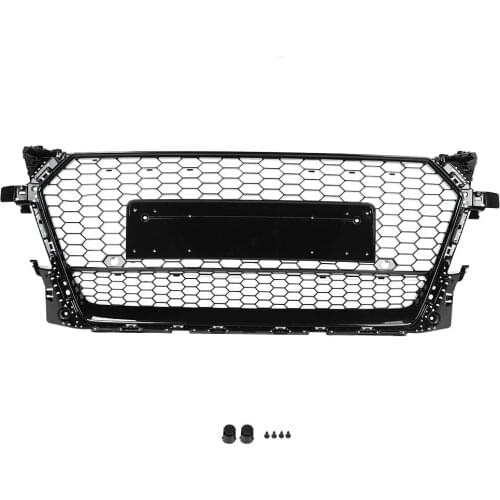 Front Sport Hex Mesh Honeycomb Hood Grill Black for Audi TT/TTS 8S Gloss Black for TTRS Style 2015 2016 2017 2018 Car Styling