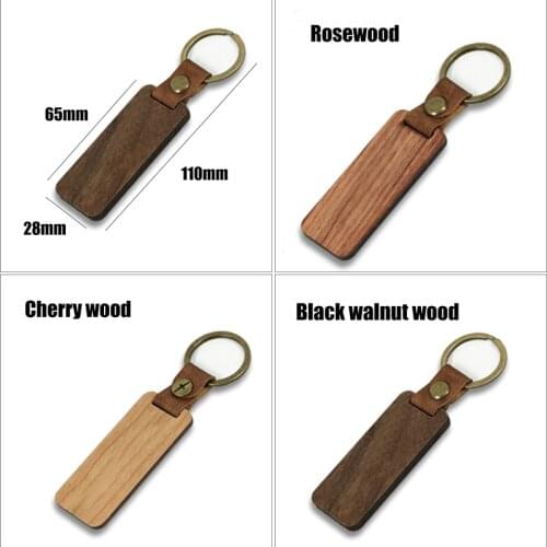 Personalized Blank Wood Keychain For Car Accessories PU Leather Keychain For Women Jewelry Keyring For Keys Wholesale Trend Gift