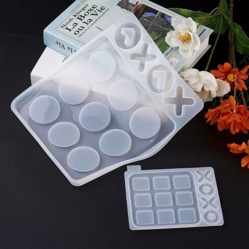 Tic Tac Toe Silicone Mold Board Game XO Chess Game Casting Mold for Epoxy Resin Mould DIY Jewelry Making Tools Table Game Molds
