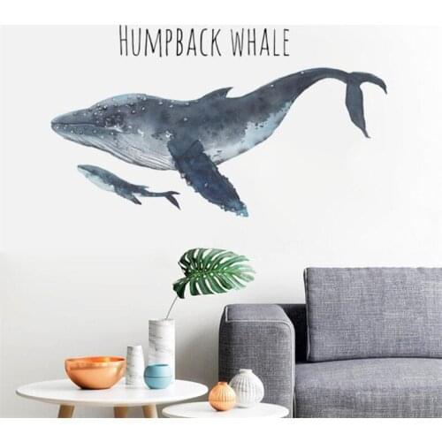 Hand drawn cartoon whale DIY wall stickers, modern art murals, environmentally friendly removable PVC stickers Still life