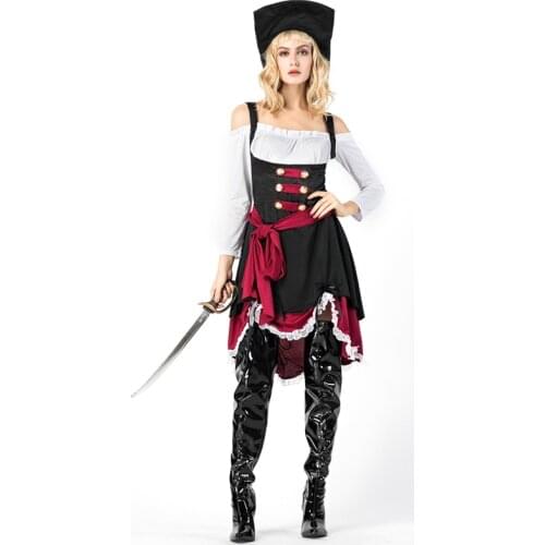Deluxe Female Pirates Costume Halloween Party Movie Pirates of the Caribbean Cosplay Fancy Dress