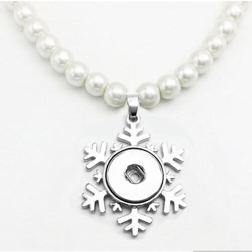 Christmas snowflake snap button jewelry pendant Necklace for MOM women NX583 (fit 18mm 20mm snaps)