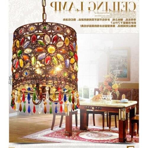 Mediterranean Retro Bohemian Crystal Pendant Lamp Hallway Cozy Creative Lamp Bar Corridor luminaria pendente