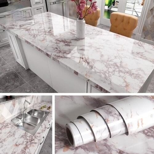 Waterproof Oil-proof Marble Wallpaper Contact Paper Wall Stickers PVC Self Adhesive Bathroom Kitchen Countertop Home Improvement