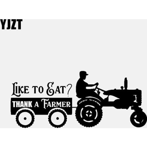 YJZT 17.8CM*7.5CM Trucker Diesel Car Sticker Vinyl Decal LIKE TO GAT? THANK A FARMER Black/Silver C3-0977