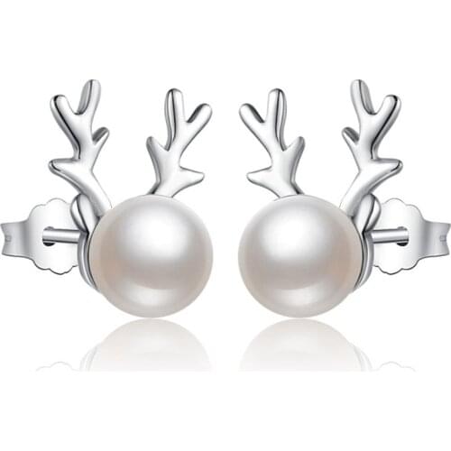 Lovely Funny Girls Party Stud Earring Trendy 925 Sterling Silver Earrings Hiphop Birthday Gift Pearl Earrings For Women