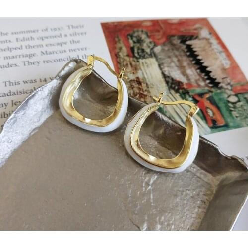 925 Sterling Silver Moroccan Style Gold Exaggeration Hoop Earrings Fashion Irregular Circle Earrings For Women Original Jewelry